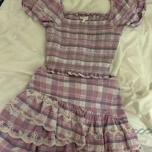 COPY - COPY - Loveshackfancy purple plaid ruffle set perfect condition size: sm…